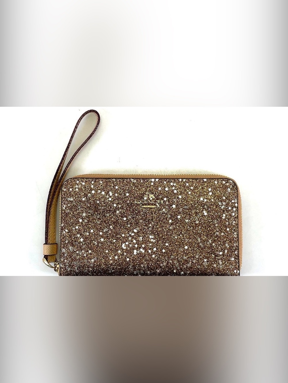 Coach Gold Glitter Star Wristlet Pouch